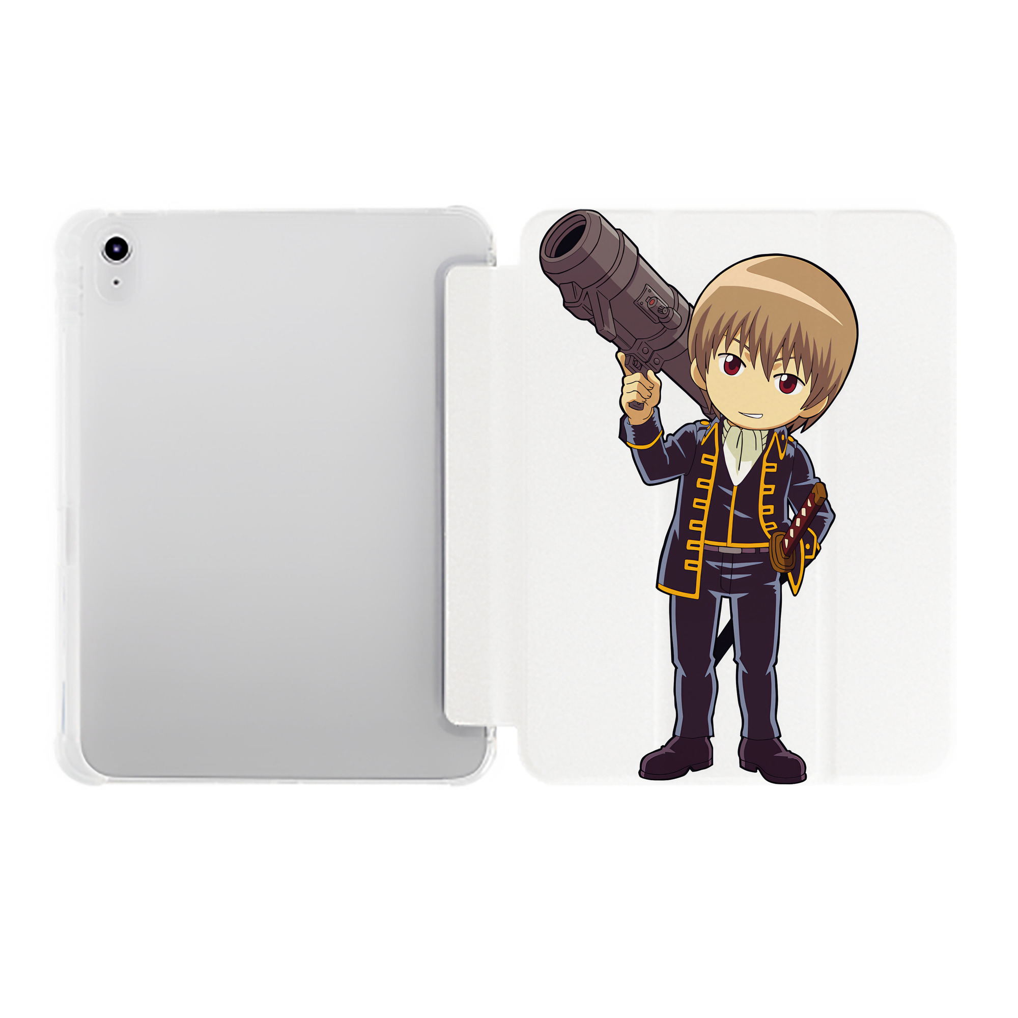 （画像用） ぎんたま 坂田銀時（さかたぎんとき） 神楽 志村新八（しむら しんぱち） GINTAMA Sakata Gintoki Kagura Shimura Shinpachi IPad ケース ペン収納付き 三つ折りスタンド PUレザー×シリコン 対応機種9.5/10.5/10.9インチ
